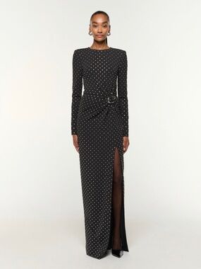 Roland Mouret JERSEY DIAMANTE DRAPE AND METAL TRIM GOWN